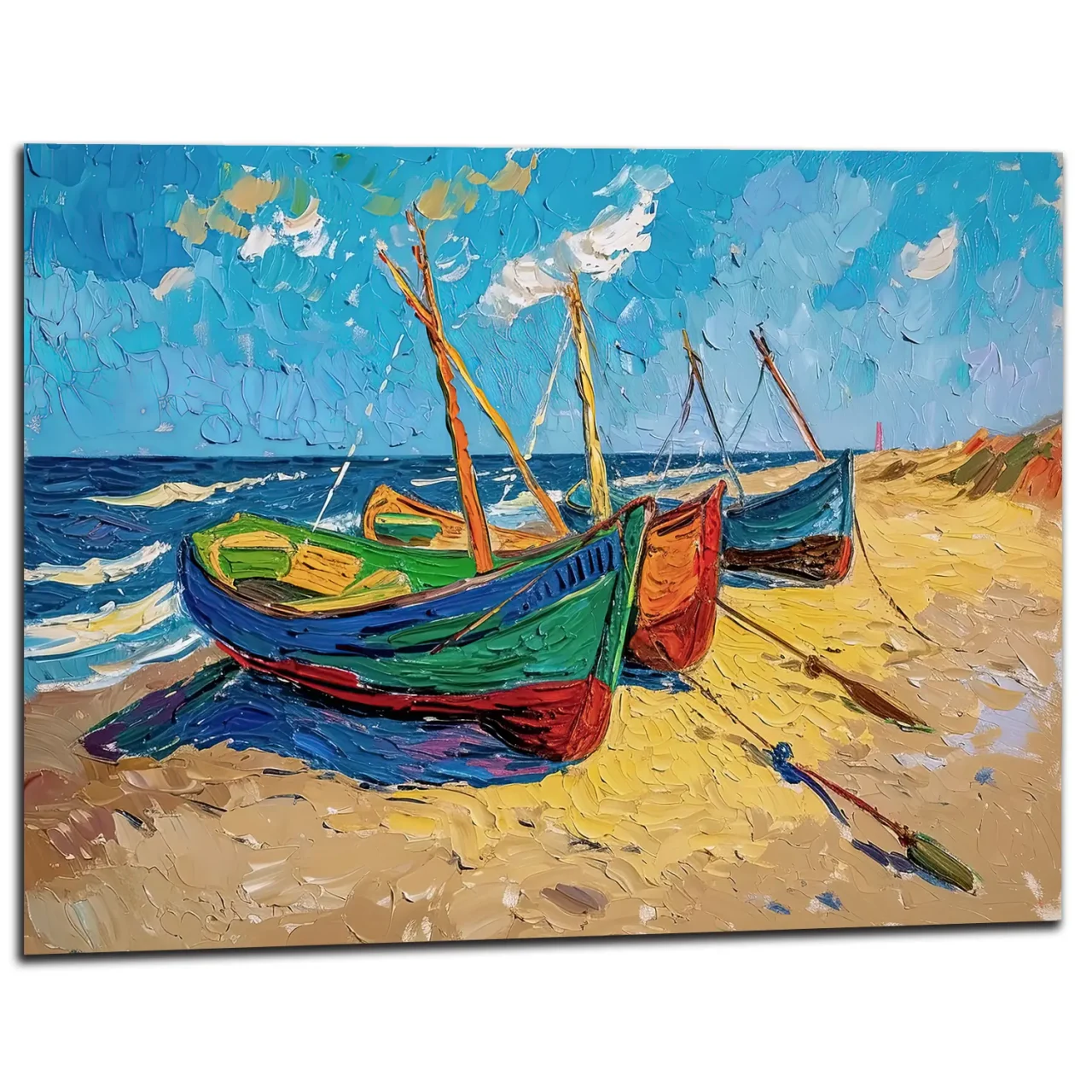 Bateaux De P Che Sur La Plage Style Van Gogh Toiles Shop