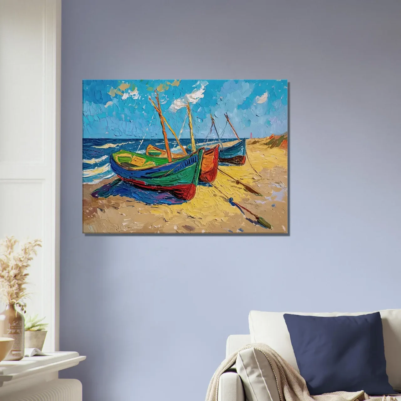 Bateaux De P Che Sur La Plage Style Van Gogh Toiles Shop