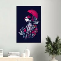 Toile japonaise soleil couchant colombes – portrait femme asiatique Japonaise soleil couchant colombes