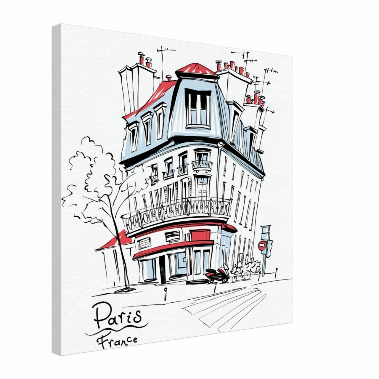Toile décorative illustration bâtiment parisien Batiment Parisien Illustration