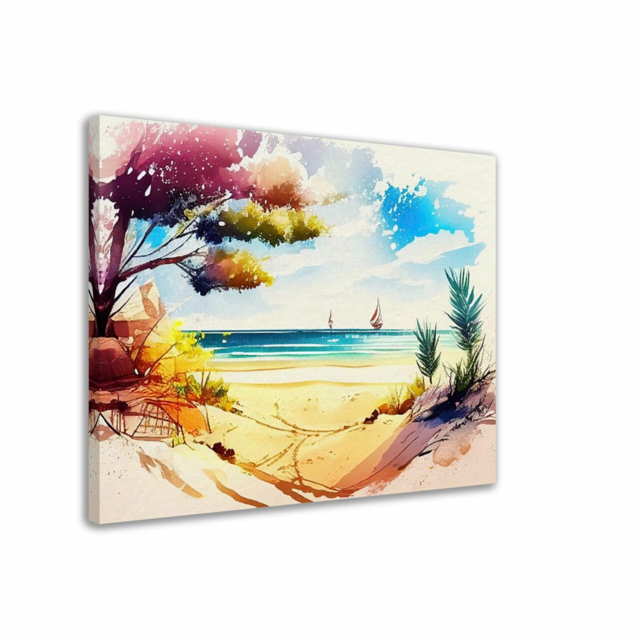 Cadre mural - Aquarelle Vue depuis la plage