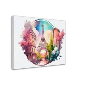 Cadre mural - Aquarelle Paris cercle de l'amour