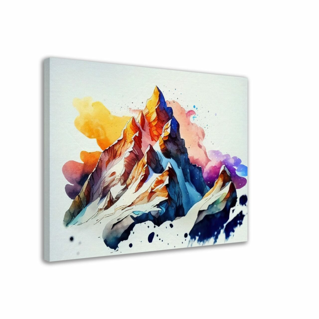 Cadre mural – Peinture Montagne enneigée dans nuages de feu Cadre mural - Peinture Montagne enneigée dans nuages de feu