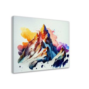 Cadre mural - Peinture Montagne enneigée dans nuages de feu