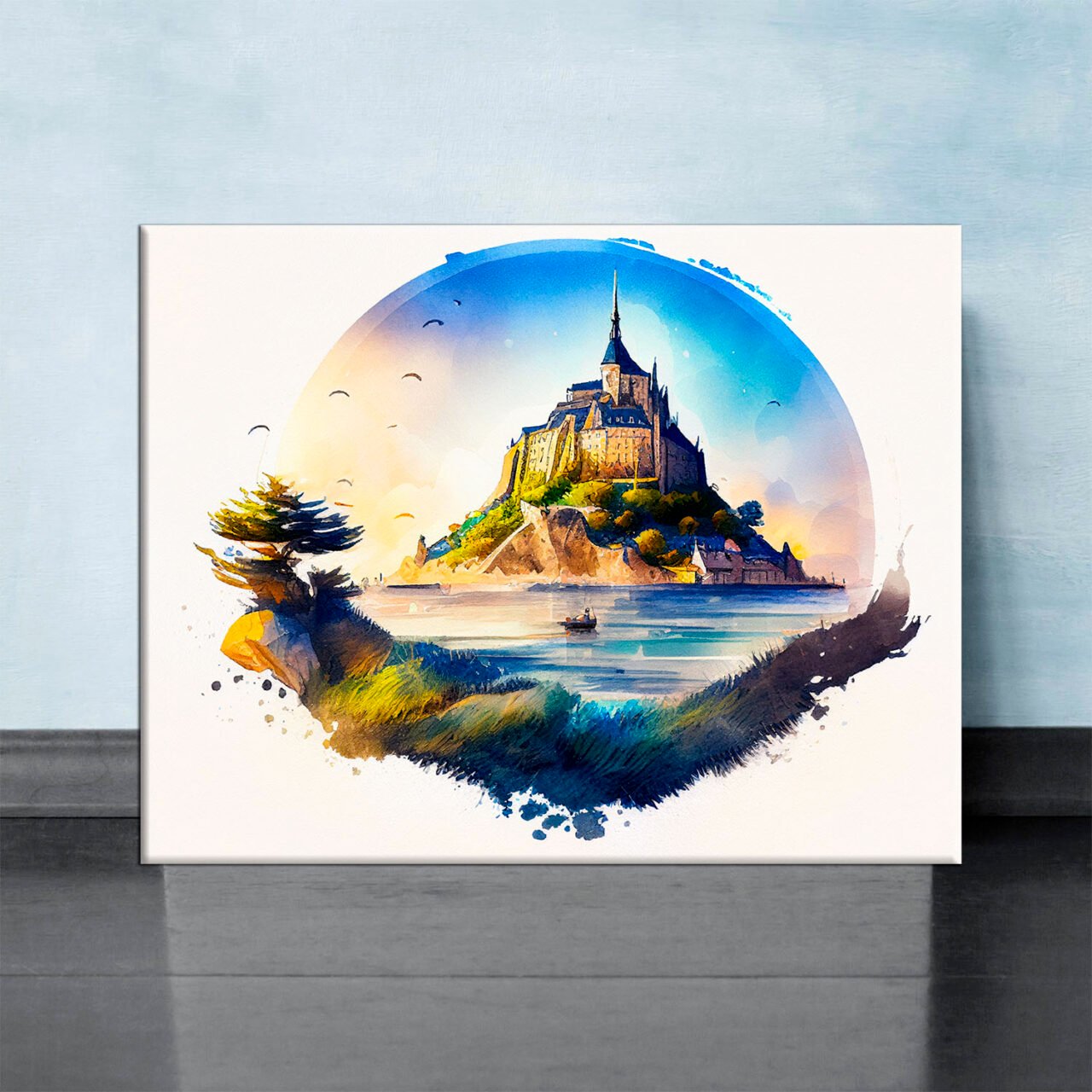 Cadre mural – Aquarelle du Mont Saint Michel cadre mural aquarelle du mont saint michel