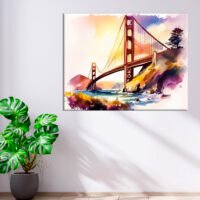cadre mural aquarelle golden gate bridge san francisco