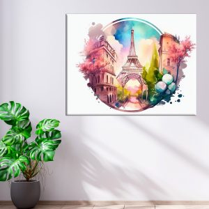 Cadre mural - Aquarelle Paris cercle de l'amour