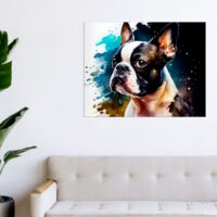 Cadre mural – Aquarelle Portrait d’un Boston Terrier cadre mural aquarelle portrait d'un boston terrier
