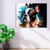 Cadre mural – Aquarelle Portrait d’un Boston Terrier cadre mural aquarelle portrait d'un boston terrier