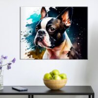 Cadre mural – Aquarelle Portrait d’un Boston Terrier cadre mural aquarelle portrait d'un boston terrier
