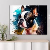 Cadre mural – Aquarelle Portrait d’un Boston Terrier cadre mural aquarelle portrait d'un boston terrier