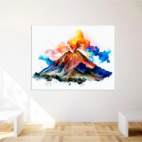 Cadre mural – Aquarelle Volcan La Soufrière en action cadre mural aquarelle volcan la soufrière en action