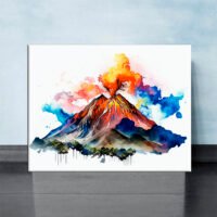 Cadre mural – Aquarelle Volcan La Soufrière en action cadre mural aquarelle volcan la soufrière en action
