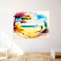 Cadre mural – Aquarelle Vue depuis la plage cadre mural aquarelle vue depuis la plage