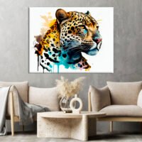 tableau décoratif peinture aquarelle d'un jaguar