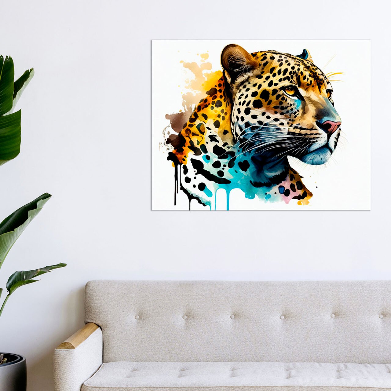 tableau décoratif peinture aquarelle d'un jaguar