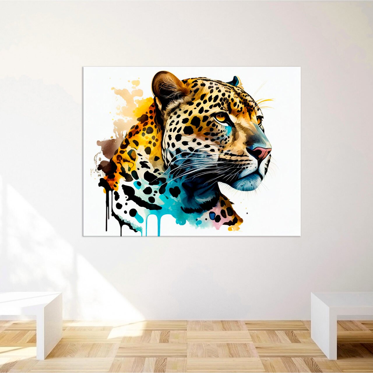 tableau décoratif peinture aquarelle d'un jaguar