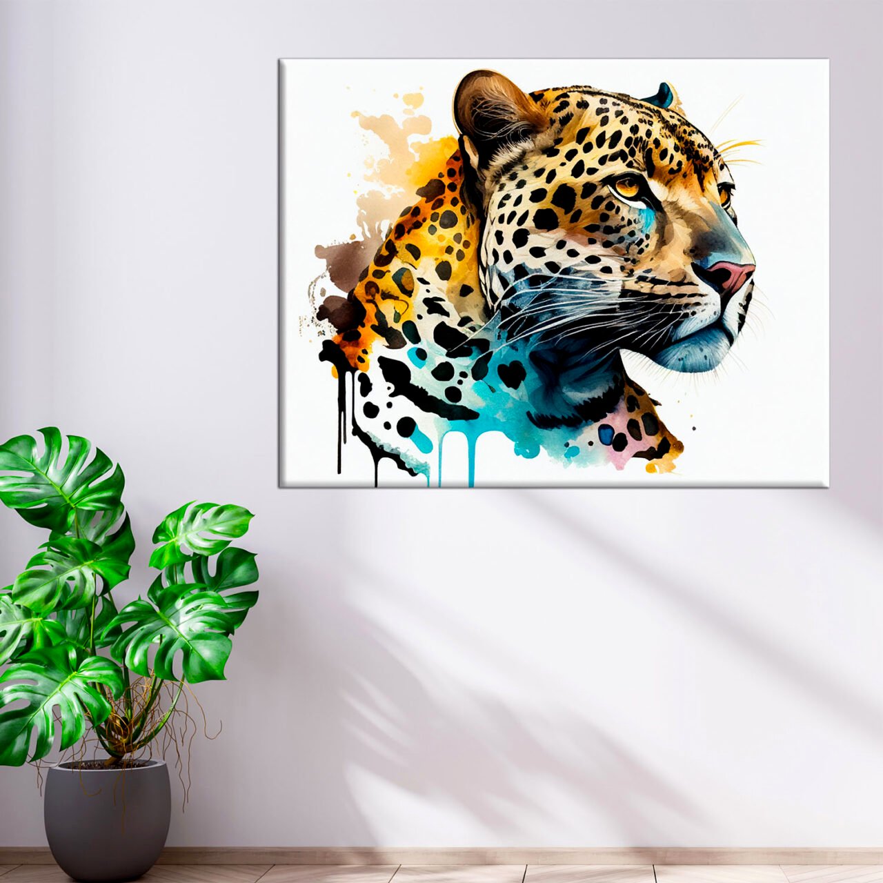 tableau décoratif peinture aquarelle d'un jaguar
