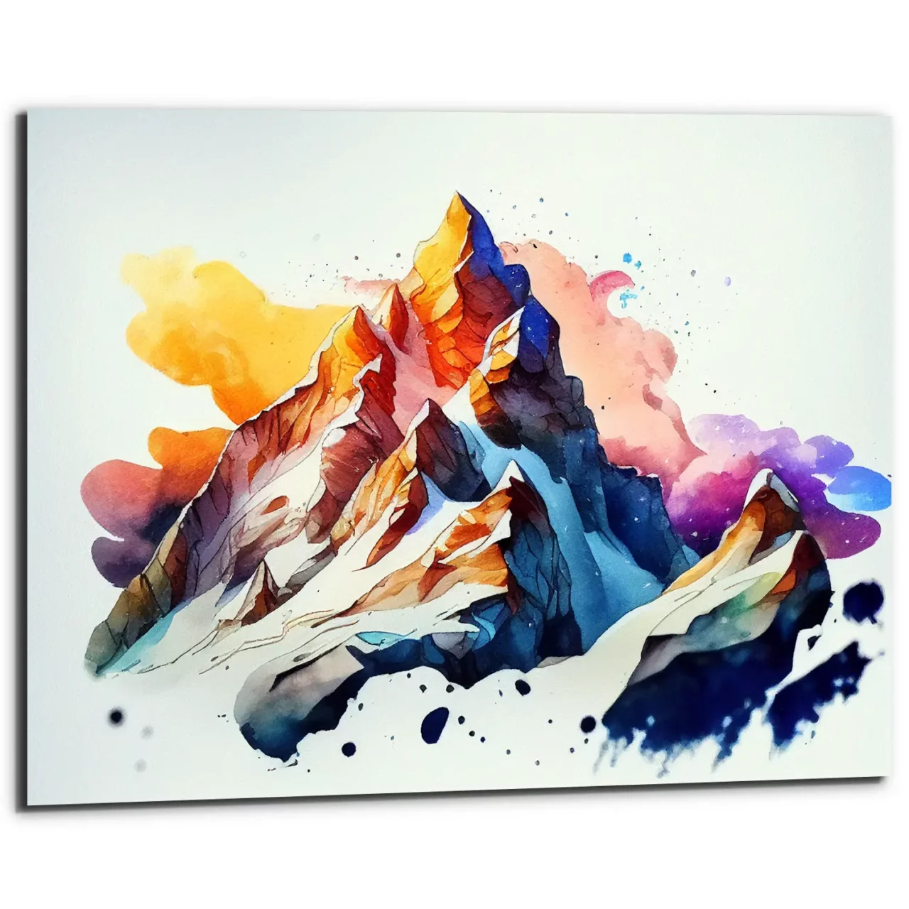 Cadre mural – Peinture Montagne enneigée dans nuages de feu cadre mural peinture montagne enneigée dans nuages de feu