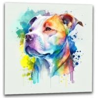 Cadre mural – Portrait Pitbull Aquarelle cadre mural portrait pitbull aquarelle