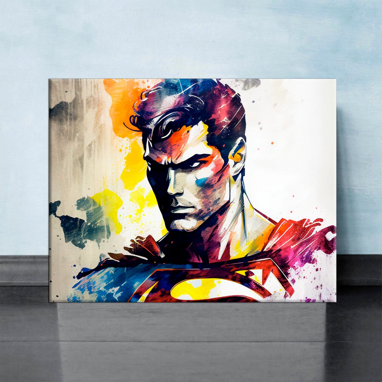 Cadre décoration murale – Portrait Superman Aquarelle artistique cadre décoration murale portrait superman aquarelle artistique