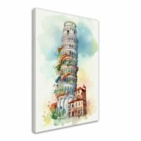 Toile cadre décoratif – Tour de Pise artistique aquarelle toile cadre décoratif tour de pise artistique aquarelle