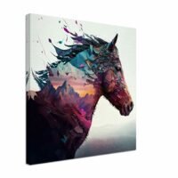 déco murale cheval et paysage de montagne
