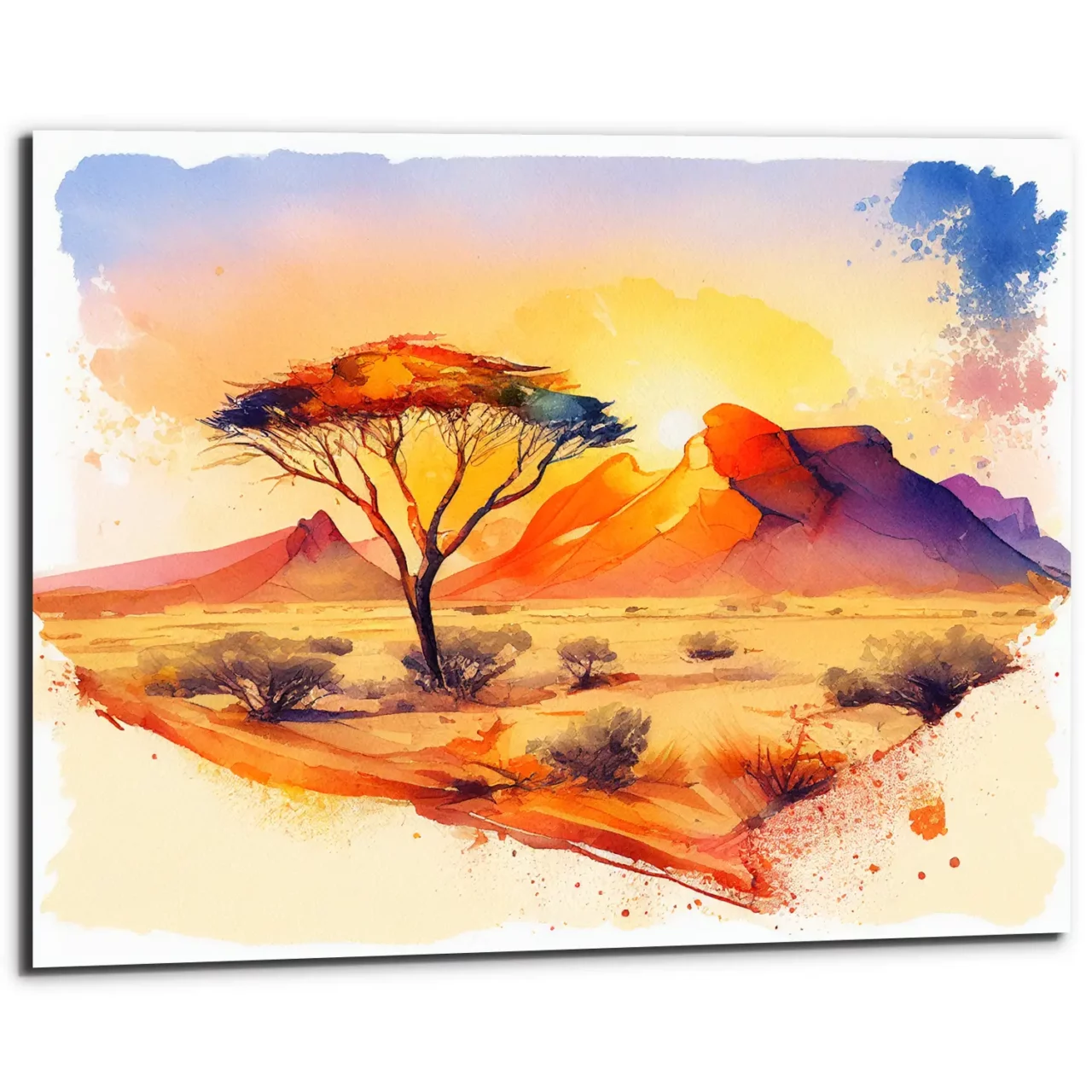 Tableau d’art mural – Aquarelle Désert de Namibie tableau d'art mural aquarelle désert de namibie