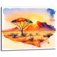 Tableau d’art mural – Aquarelle Désert de Namibie tableau d'art mural aquarelle désert de namibie