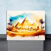 Toile art décoratif – Aquarelle paysage des Pyramides d’Égypte toile art décoratif aquarelle paysage des pyramides d'Égypte