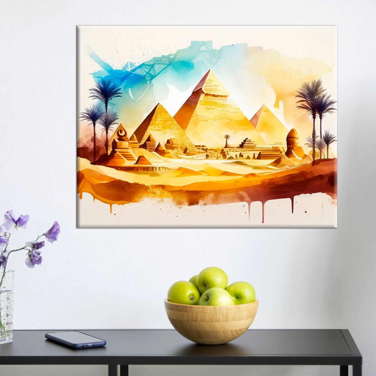 Toile art décoratif – Aquarelle paysage des Pyramides d’Égypte toile art décoratif aquarelle paysage des pyramides d'Égypte