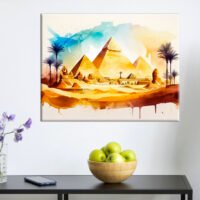 Toile art décoratif – Aquarelle paysage des Pyramides d’Égypte toile art décoratif aquarelle paysage des pyramides d'Égypte