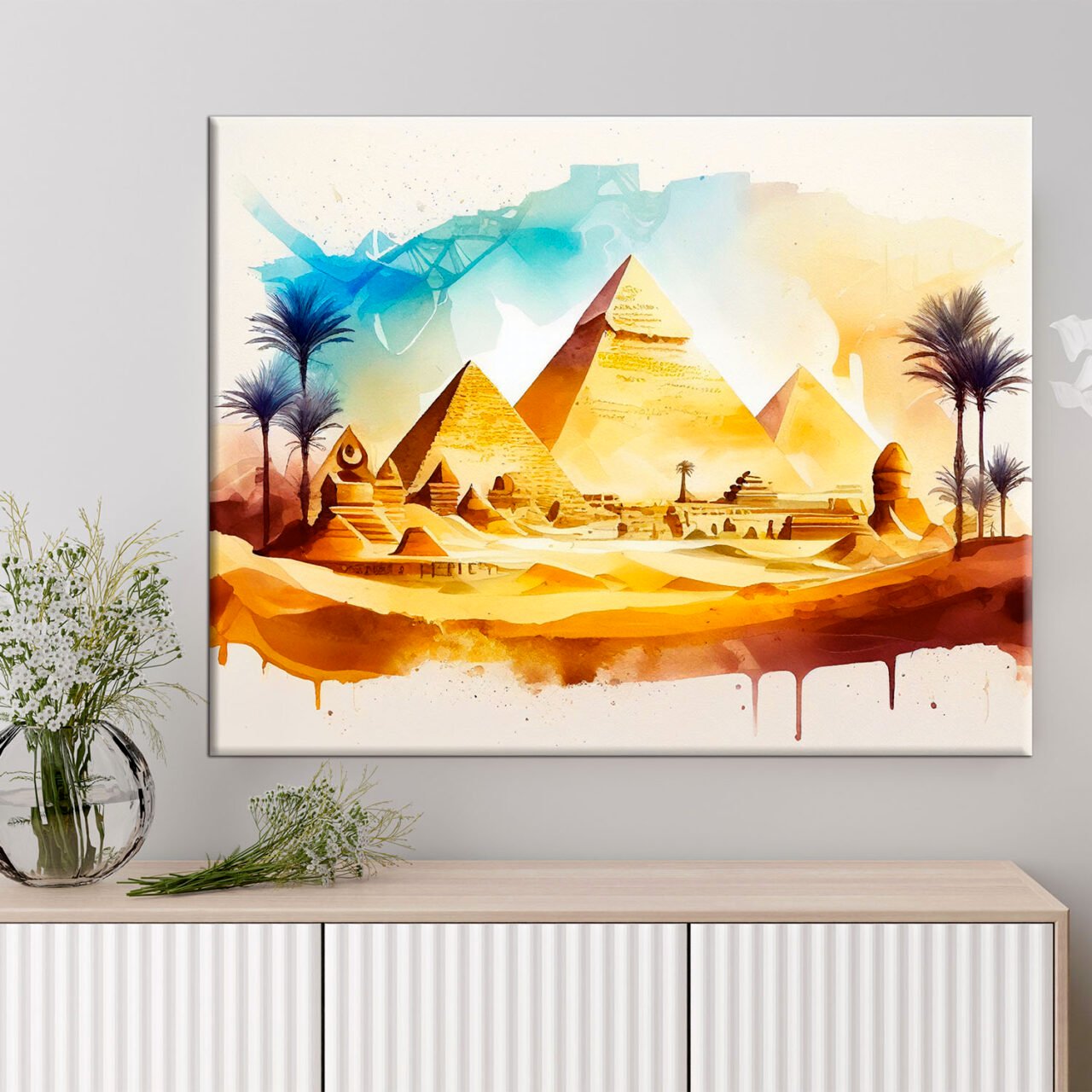 Toile art décoratif – Aquarelle paysage des Pyramides d’Égypte toile art décoratif aquarelle paysage des pyramides d'Égypte