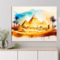 Toile art décoratif – Aquarelle paysage des Pyramides d’Égypte toile art décoratif aquarelle paysage des pyramides d'Égypte