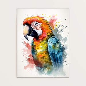 Art Cadre mural- Aquarelle Portrait de Perroquet