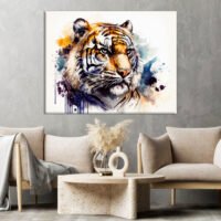 cadre mural aquarelle portrait de tigre du bengale