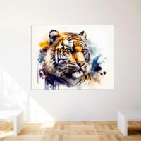 cadre mural aquarelle portrait de tigre du bengale