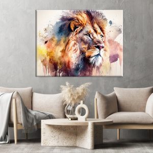 Toile murale - Aquarelle Sérénité du lion