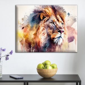 Toile murale - Aquarelle Sérénité du lion