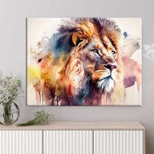 Toile murale - Aquarelle Sérénité du lion