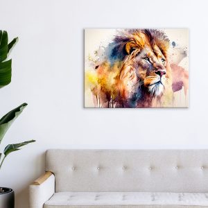 Toile murale - Aquarelle Sérénité du lion