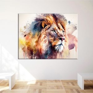 Toile murale - Aquarelle Sérénité du lion