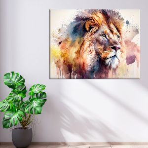 Toile murale - Aquarelle Sérénité du lion