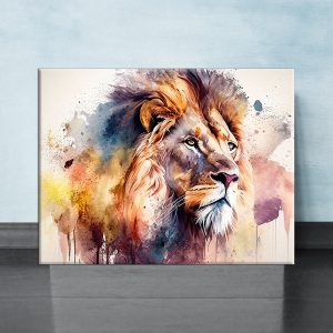 Toile murale - Aquarelle Sérénité du lion