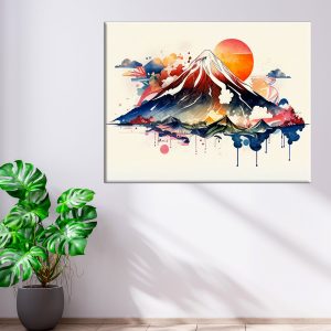 Art décoration murale - Aquarelle Mont Fuji