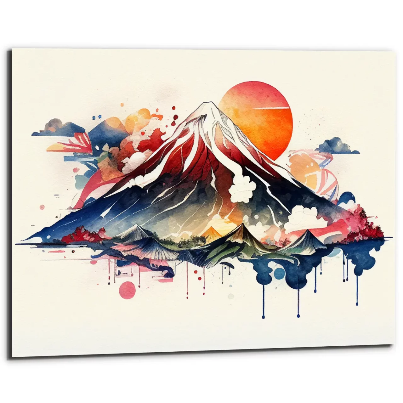 Art décoration murale – Aquarelle Mont Fuji art décoration murale aquarelle mont fuji