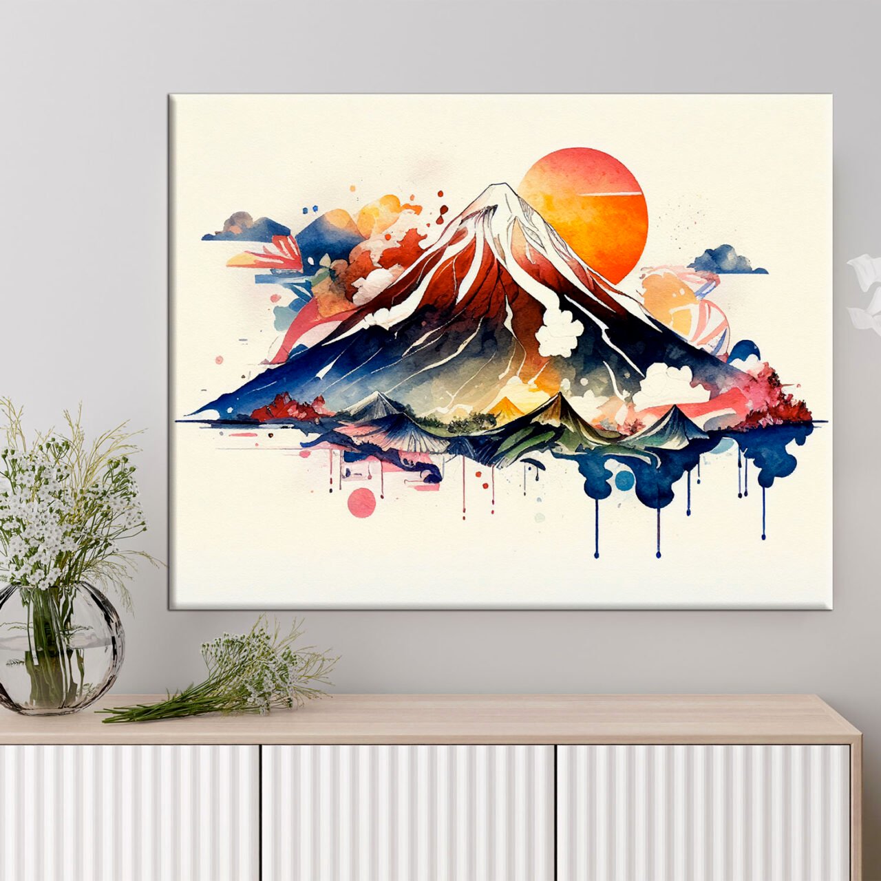 Art décoration murale – Aquarelle Mont Fuji art décoration murale aquarelle mont fuji
