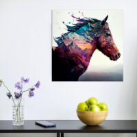 déco murale cheval et paysage de montagne