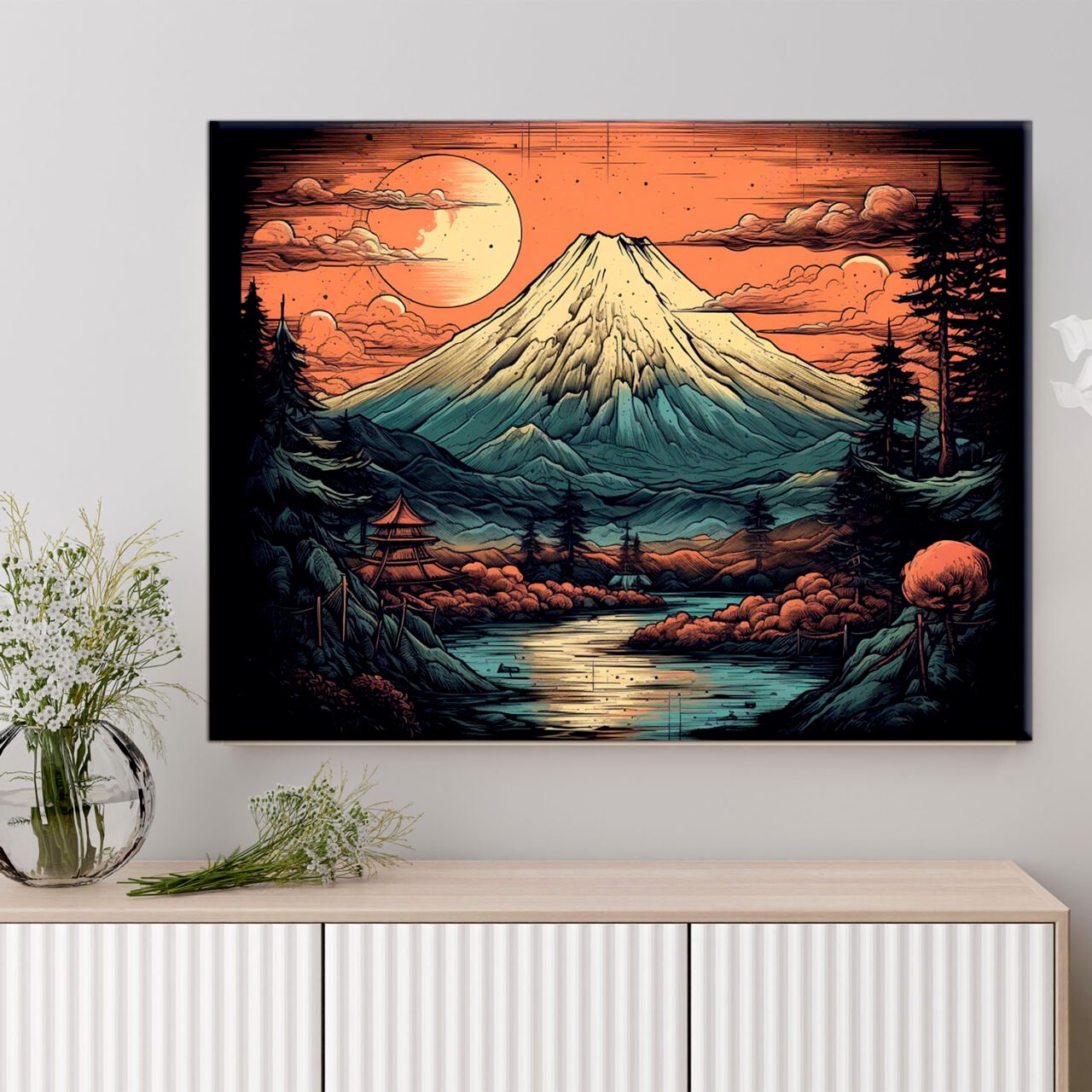 Déco murale – Dessin coloré du Mont Fuji déco murale dessin coloré du mont fuji