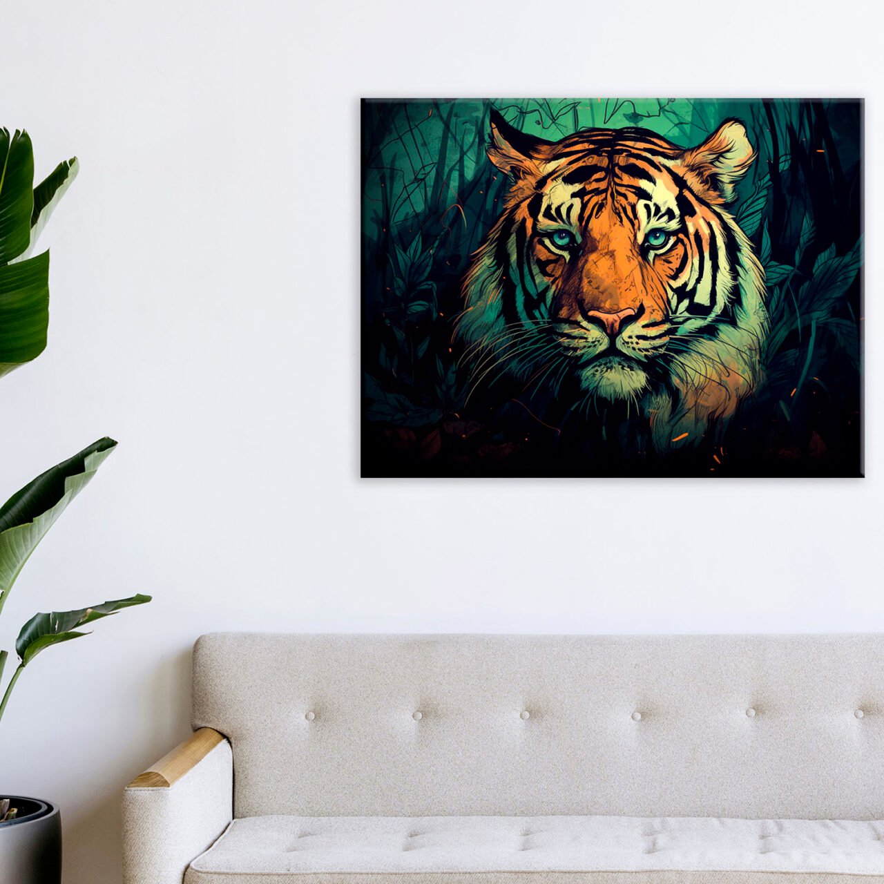Cadre mural – Dessin Couleur Tigre dans la jungle cadre mural dessin couleur tigre dans la jungle